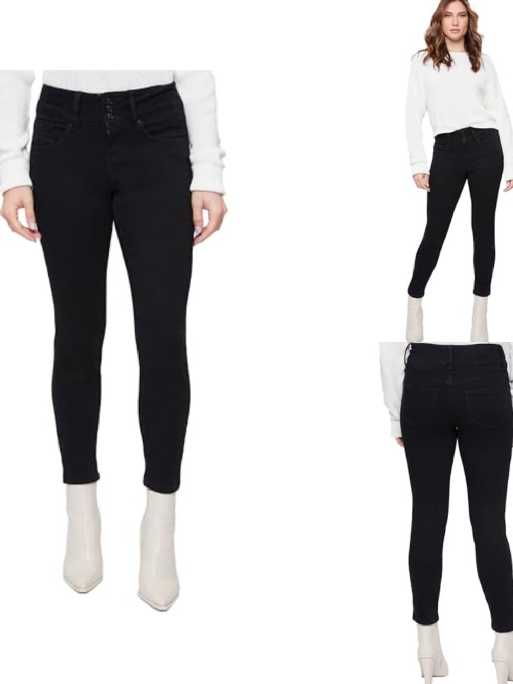 Petite High Rise Skinny Jeans - 3 Button Closure Stretchable Cotton Blend